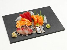 Sashimi platter with ginger and wasabi