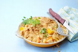 A vegetable bake with almond crumbles