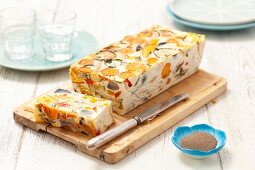 Vegetable terrine with courgettes, carrots, pepper, eggs and cream