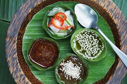 Pepper and cucumber salad with vinegar, spicy plum sauce and sesame oil