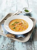 Cream of parsnip soup with smoked salmon