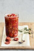 Pickled peppers with chorizo and chilli