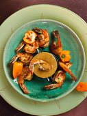 Fried prawns with a peri-peri sauce