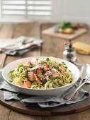 Linguine with salmon, chilli and lemon