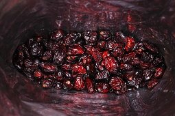 Dried cranberries in a bag