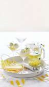 Lemons Spiders (lemon sorbet with pineapple in sparkling wine)