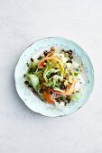 Mixed leaf salad with carrots and capers