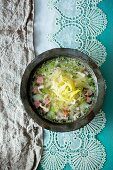 White cabbage soup with bacon