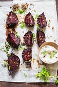 Roast beetroot with herbs, spices and salt