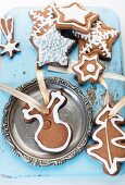 Various gingerbread biscuits as Christmas tree decorations