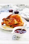 Roast turkey with cherry sauce