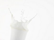 Milk splashing out of glass