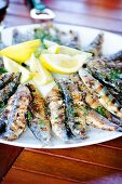 Grilled sardines with lemons and fresh fennel