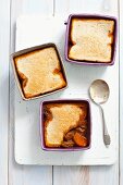 Beef goulash topped with toast