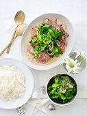 Wagyu beef braised in coconut milk served with a pickled cucumber salad and rice (Christmas)
