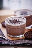A milkshake with chocolate biscuits