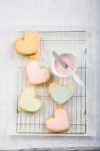 Colourful heart-shaped biscuits