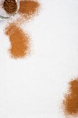 Cocoa powder on a white surface