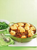 Beef goulash with cheese dumplings