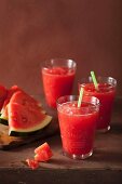 Watermelon smoothies and fresh watermelon wedges