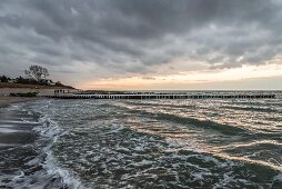 Dramatic clouds over the bead at Ahrenshoop on the Baltic Sea