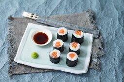 Maki sushi with salmon