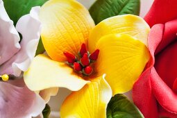 A colourful sugar flower wreath