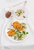 Sweet potato cakes with a savoy cabbage and mushroom medley (Christmas)