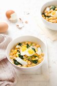 Chickpea stew with cod and spinach