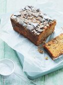 Rhubarb cake with icing sugar