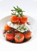Cod with baked cherry tomatoes in a balsamic sauce