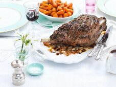 Roast lamb with glazed carrots for Easter