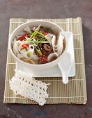 Rice noodle soup with beef and chilli peppers (Korea)