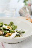 A warm courgette salad with broad beans
