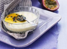 White chocolate cream with passion fruit purée