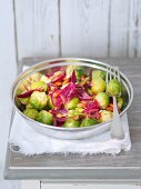 Brussels sprouts with caramelised red onions and almonds
