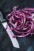 Rotkohl, in Streifen geschnitten