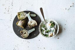 Mini artichokes with herb quark