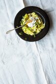Pointed cabbage in a saffron and mustard cream