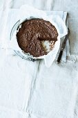 Aubergine and chocolate cake with candied orange peel