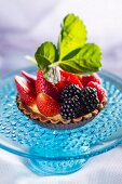 A strawberry and blackberry tartlet