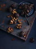 Date and clove dumplings with hazelnut brittle