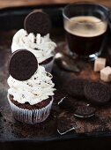 Cupcakes with chocolate biscuits