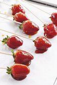 Caramelised strawberries on skewers