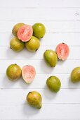 Guavas, whole and halved