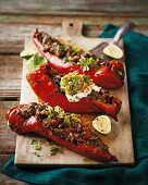 Peppers stuffed with spicy minced meat