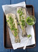 baked trouts with parsley and lemon gremolata