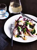 Salad of grilled baby calamari, radicchio and potatoes