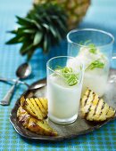 Lime sorbet with grilled pineapple