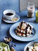 Chocolate-chip waffles with peanut butter fudge ice-cream